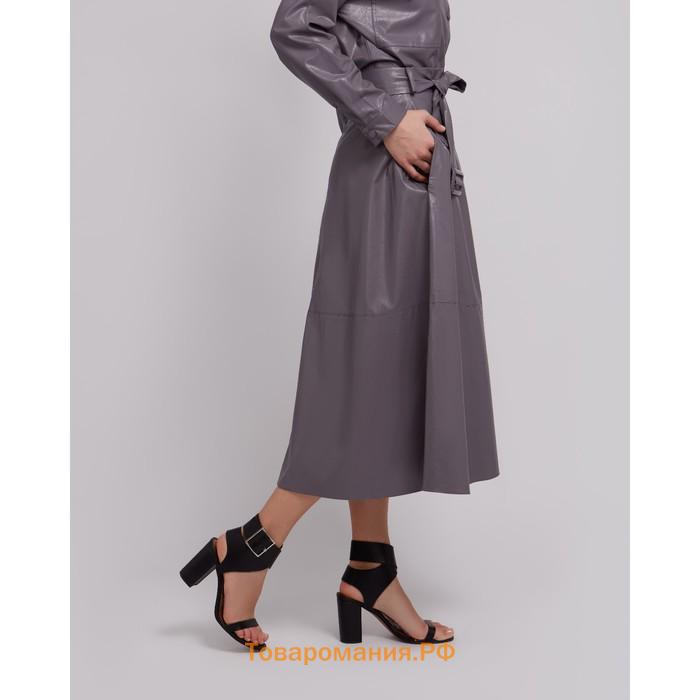 Юбка женская MINAKU: Leather look, цвет серый, размер 44