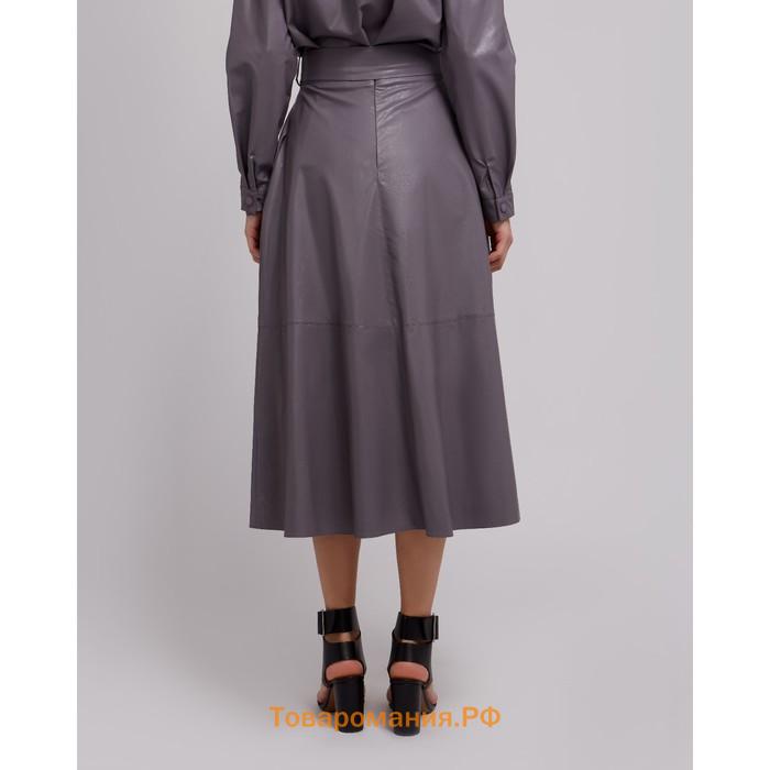Юбка женская MINAKU: Leather look, цвет серый, размер 48