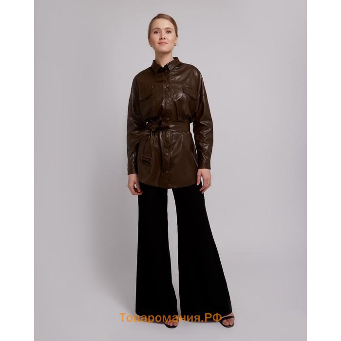 Рубашка женская MINAKU: Leather look, цвет коричневый, размер 44