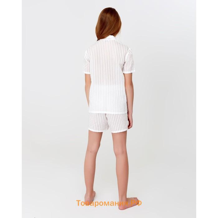 Рубашка с коротким рукавом для девочки MINAKU: Light touch цвет белый, рост 122