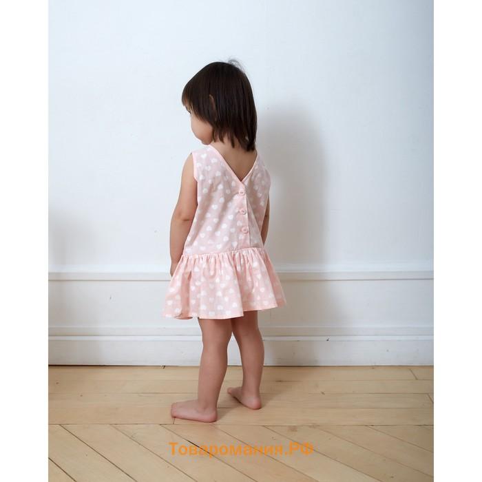 Платье-боди для девочки MINAKU: cotton collection цвет розовый/белый, рост 74