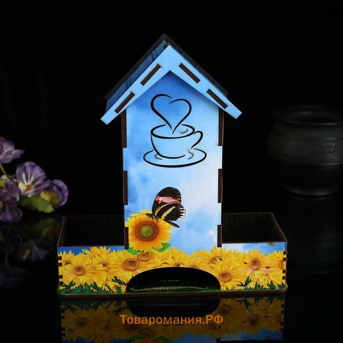 Чайный домик с отсеками для хранения "Желтые цветы"
