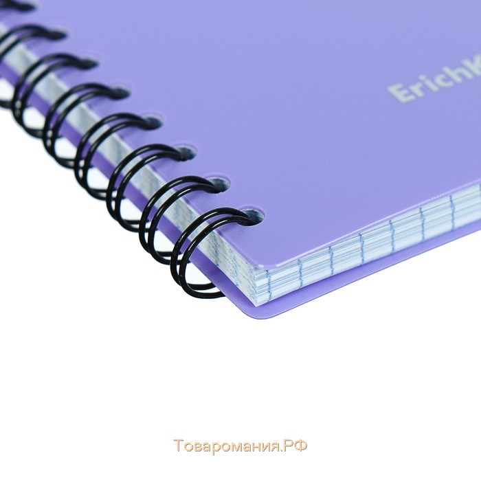 Тетрадь А6 (120 х 146 мм), 80 листов в клетку на гребне ErichKrause "Pastel", пластиковая обложка, блок офсет, белизна 100%, МИКС