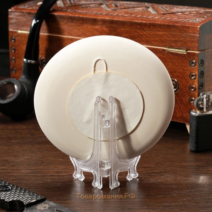Тарелка сувенирная "Медведь с балалайкой новый", керамика, гипс, минералы, d=11 см