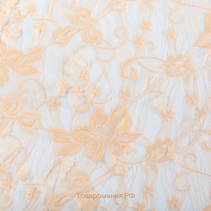Тюль на шторной ленте 250х250 см, цвет персик, п/э 100%