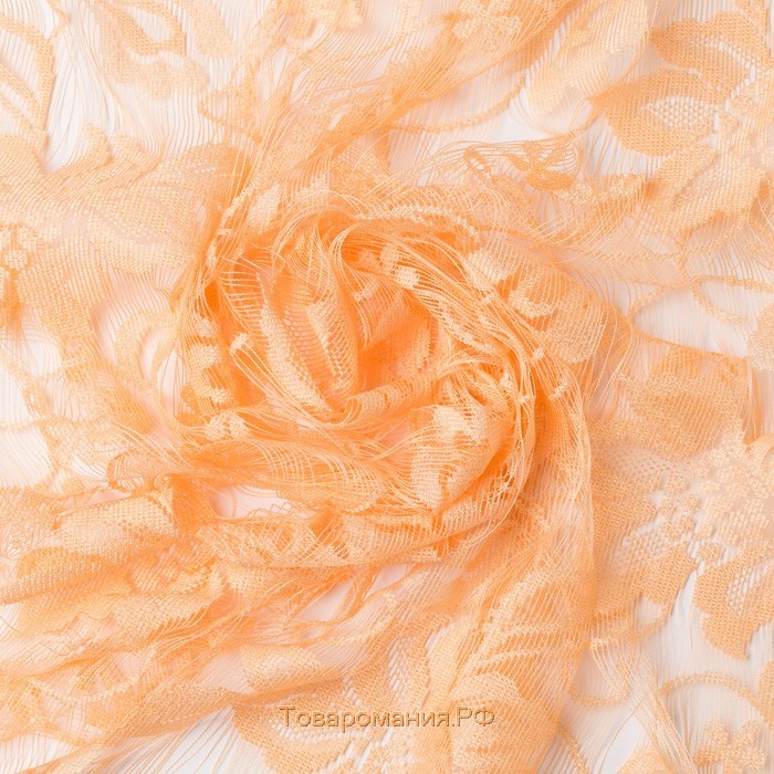 Тюль на шторной ленте 250х250 см, цвет персик, п/э 100%