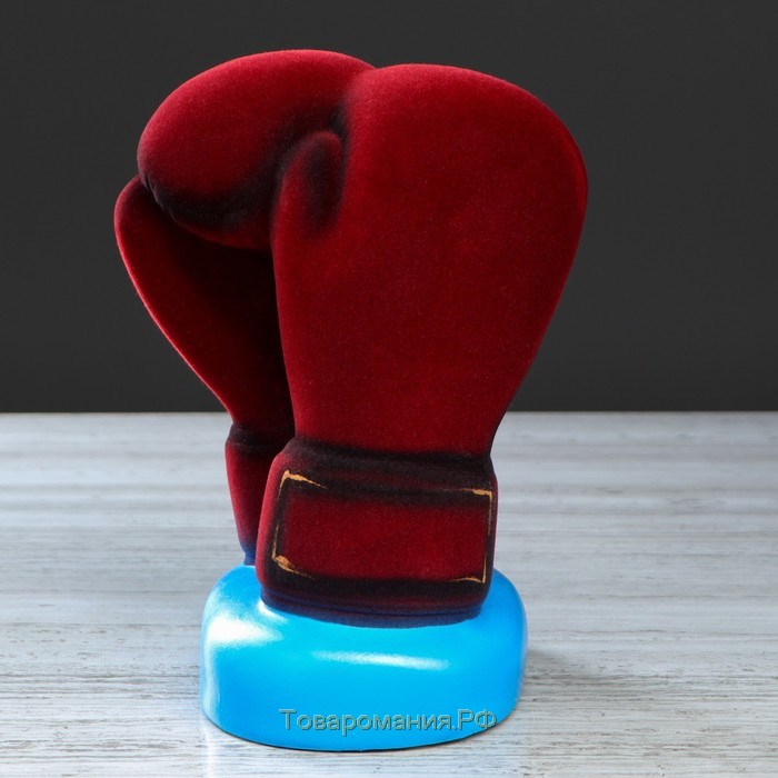 Копилка "Боксерские перчатки", флок, сине-красный, 22 см