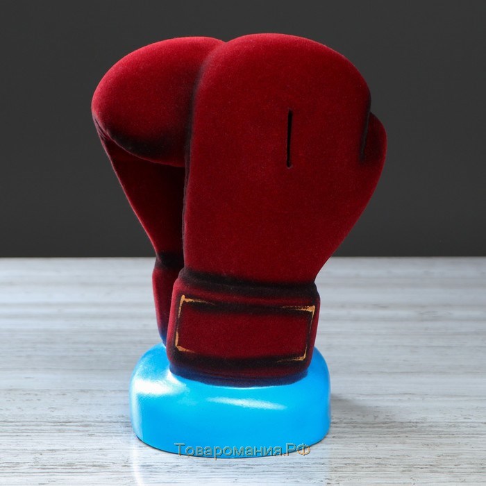 Копилка "Боксерские перчатки", флок, сине-красный, 22 см