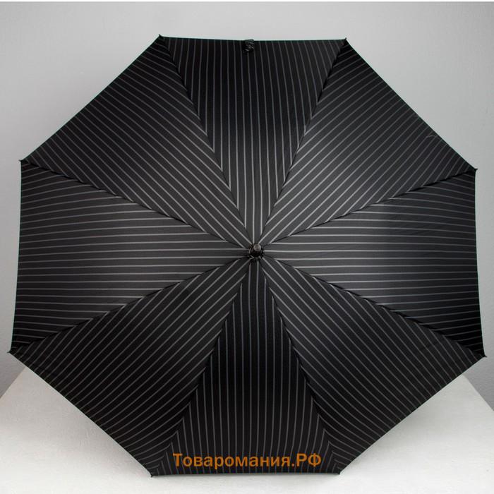 Зонт - трость полуавтоматический «Полоска», 8 спиц, R = 56, цвет чёрный
