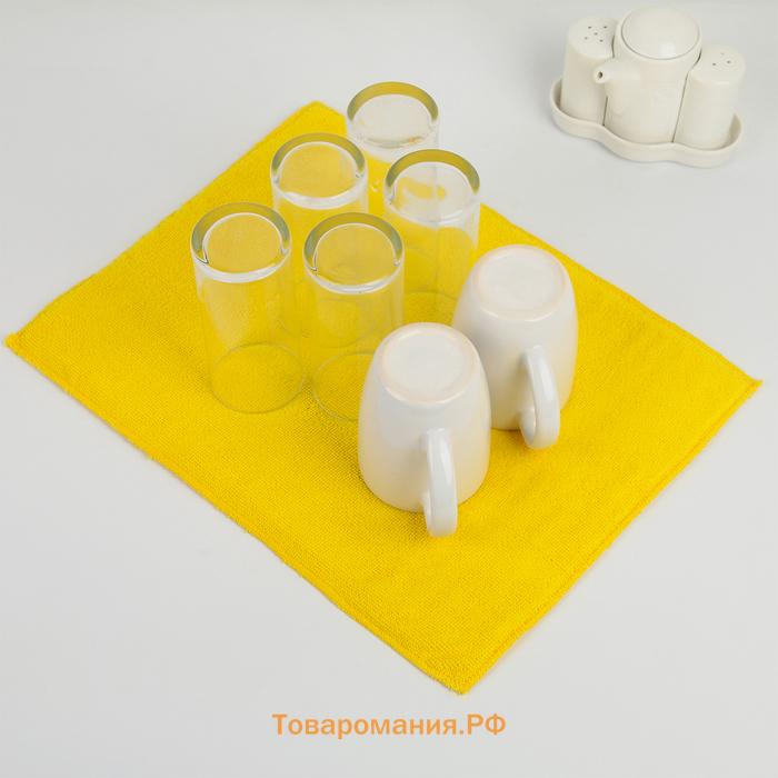 Коврик для сушки посуды 30×40 см, микрофибра, цвет жёлтый