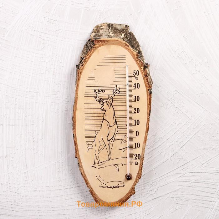 Термометр сувенирный комнатный деревянный "Берёзка", до 50°C, МИКС