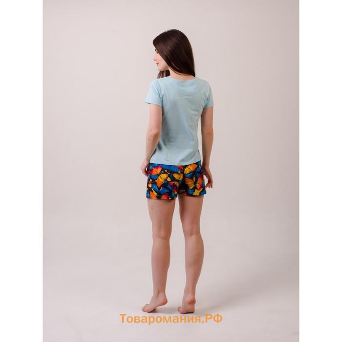 Комплект «Лимонница» женский (футболка, шорты) цвет голубой, размер 46