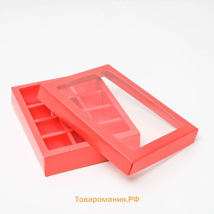 Коробка для конфет, 12 шт., алая, 19×15×3.5 см