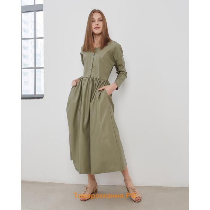 Платье женское MINAKU: Leather look цвет зелёный, р-р 48