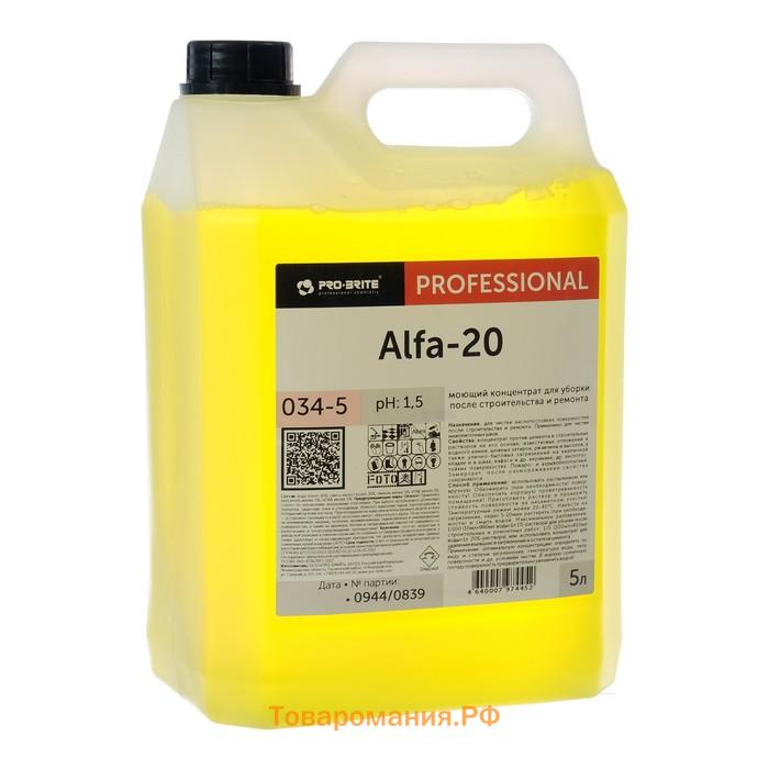 Средство для мытья после ремонта. Alfa 20 моющий концентрат. Alfa 20 Pro Brite. Альфа средство для мытья пола Альфа 20. Alfa-20 (Pro-Brite) 5л..