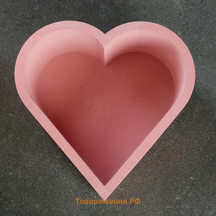 Кашпо бетонное "Сердечко" розовое 15 х 15 х 8 см