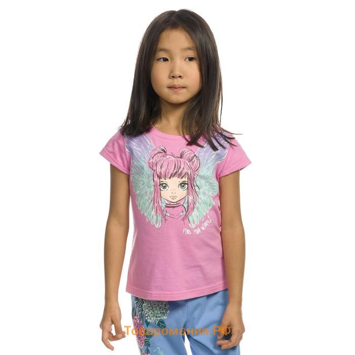 Комплект для девочки из футболки и бриджей, рост 92 см, цвет розовый