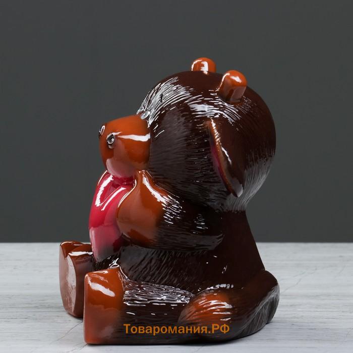 Копилка "Бычок Кроха", символ года 2021, глянец, шоколадный , 19 см