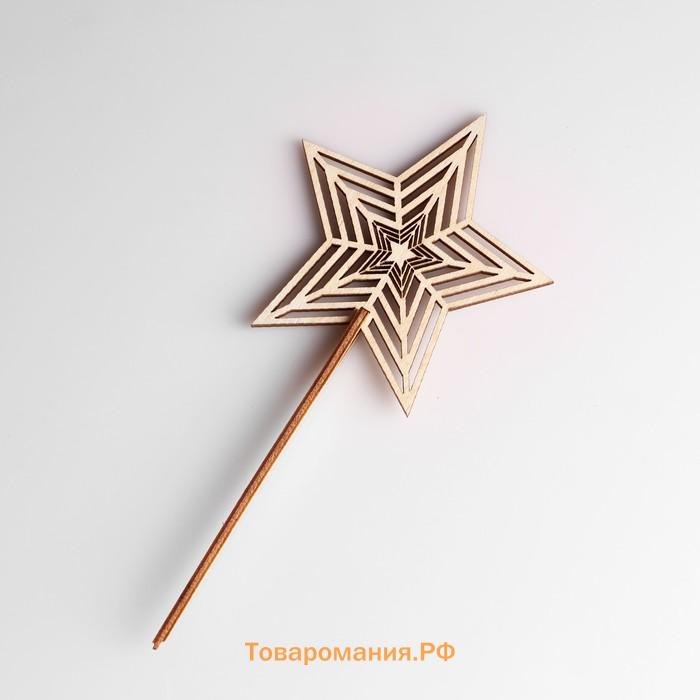 Топпер деревянный ко Дню Победы "Звезда, с геометрией", 9 × 8.5 см