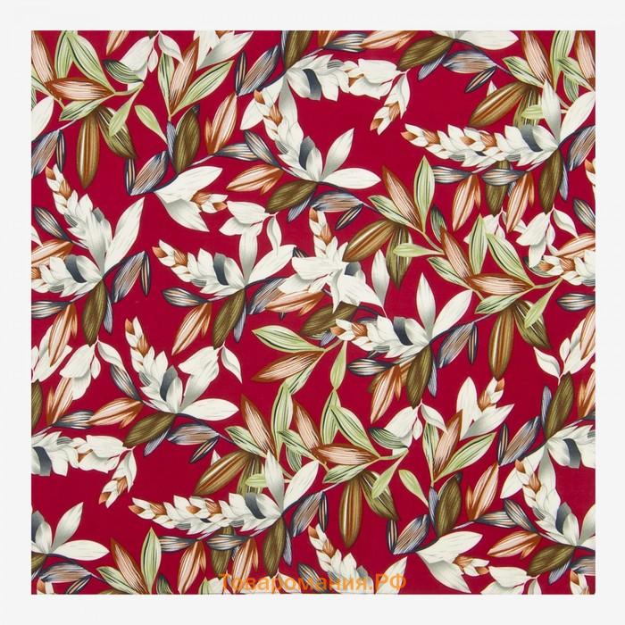 Платок женский текстильный, цвет бордовый/цветы, размер 70х70