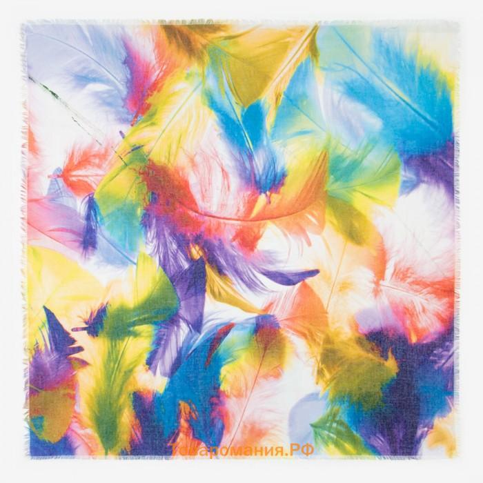 Платок женский текстильный, цвет радуга, размер 90х90