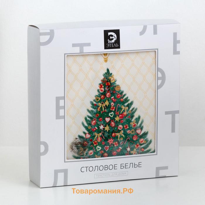 Новый год. Скатерть новогодняя  "Golden Christmas" Скатерть новогодняя 150*220 +/-3см с ГМВО, 100%хл, 190г/м2