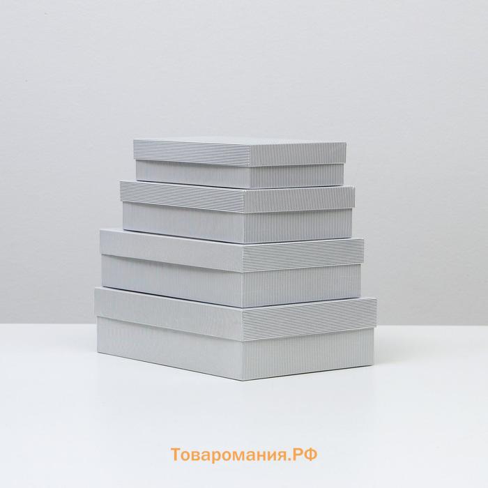 Набор коробок 4 в 1 "Линии серебряные", 30 х 20 х 8 - 24 х 14 х 5 см