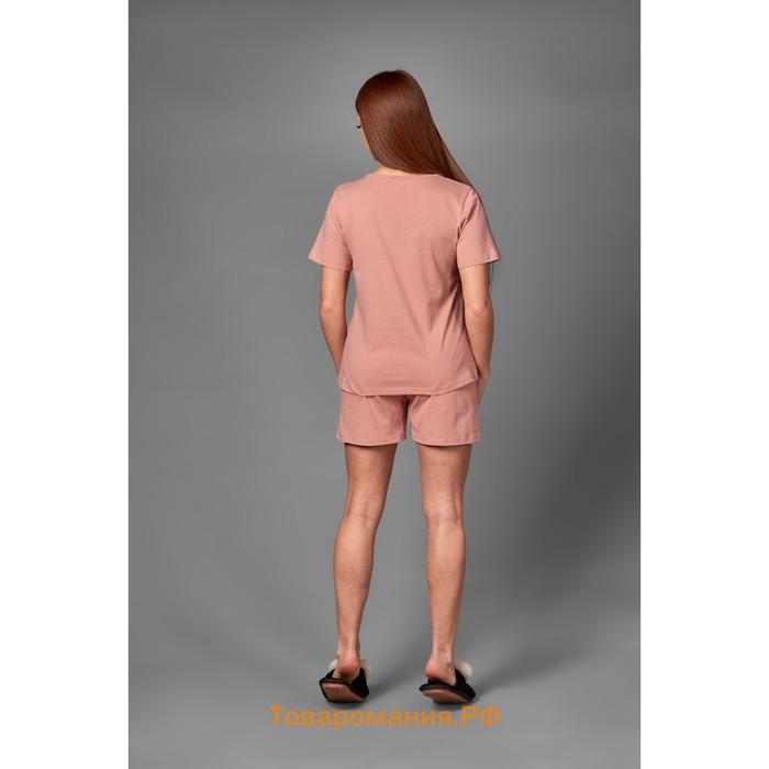 Пижама женская (футболка, шорты) цвет чайная роза, размер 50