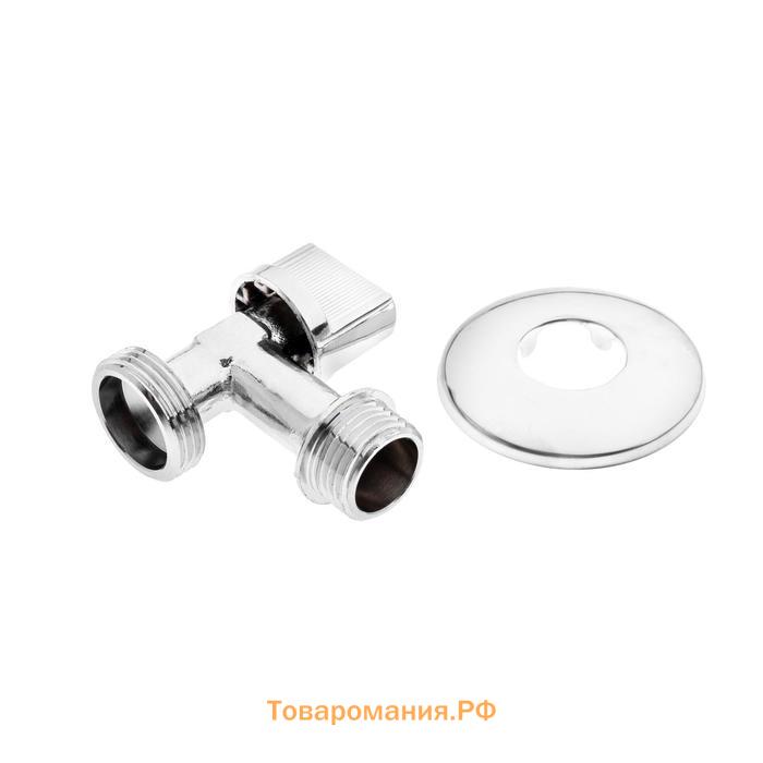 Кран шаровой AQUALINK, 1/2"х3/4", угловой, штуцер, для бытовых приборов, ручка, хром