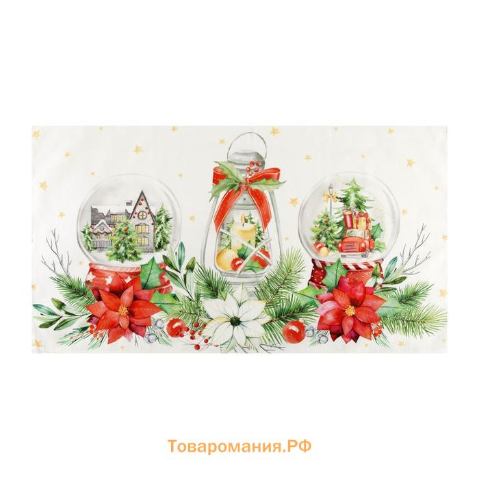 Полотенце "" Christmas red flowers 40х73 см, 100% хл, саржа 190 гр/м2