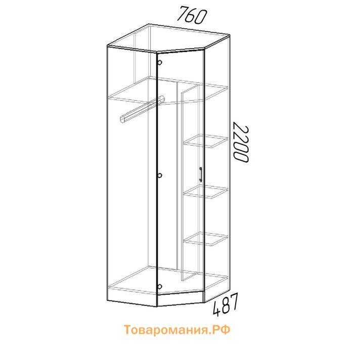 Шкаф угловой «ЭКО», 760(760)×2200×487 мм, цвет венге/сосна лоредо