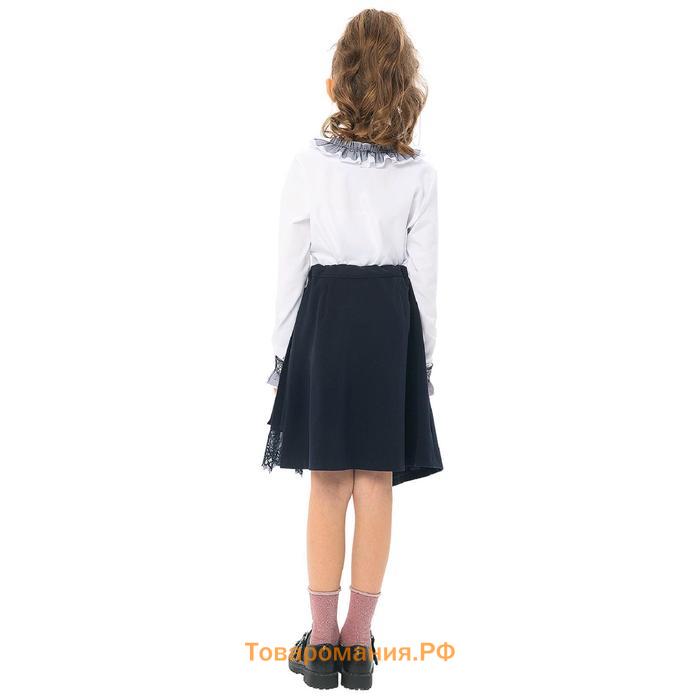 Блузка для девочек, рост 122 см, цвет бело-синий