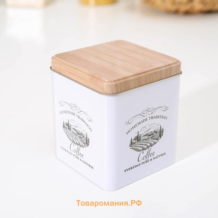 Банка для кофе «Дом и поле», 1,2л, 12×10 см, цвет белый