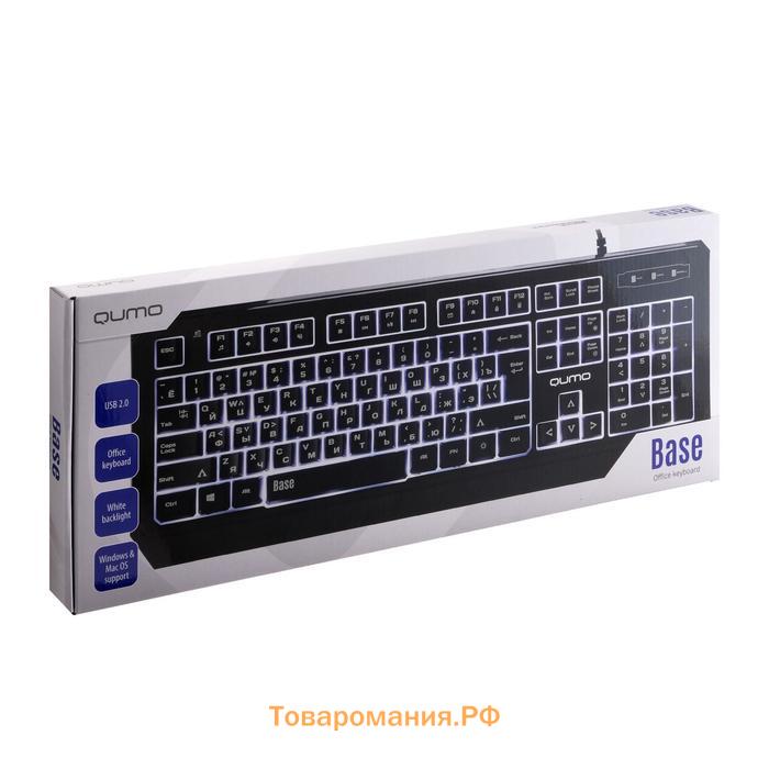 Клавиатура Qumo Base K59, проводная, мембранная, 104 клавиши, USB, подсветка, чёрная