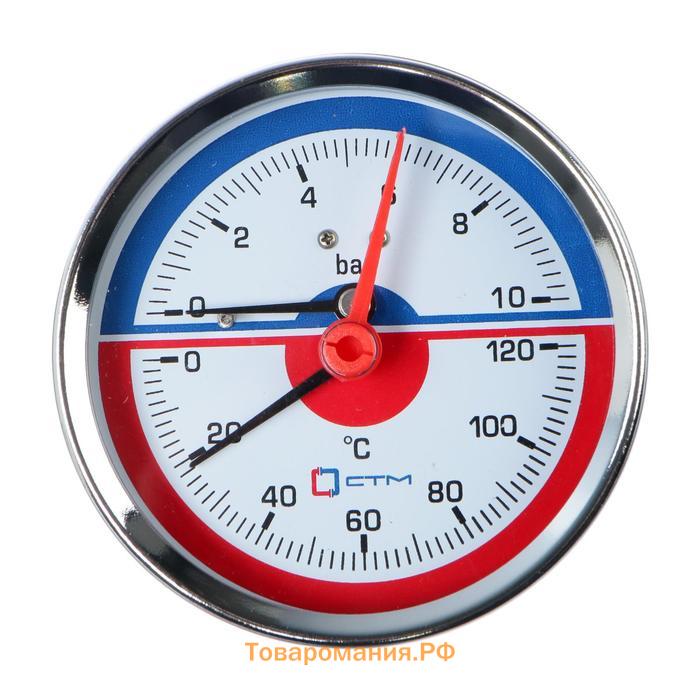 Термоманометр "CTM", аксиальный, Дк 80 мм, 1 МПа, наружная резьба 1/4", 120°С