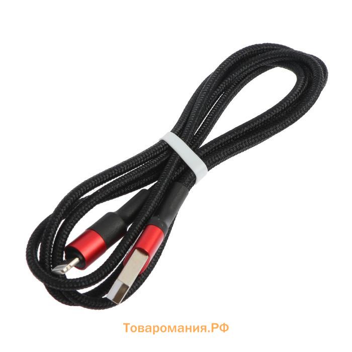 Кабель Hoco X26, Lightning - USB, 2 А, 1 м, нейлоновая оплётка, чёрно-красный