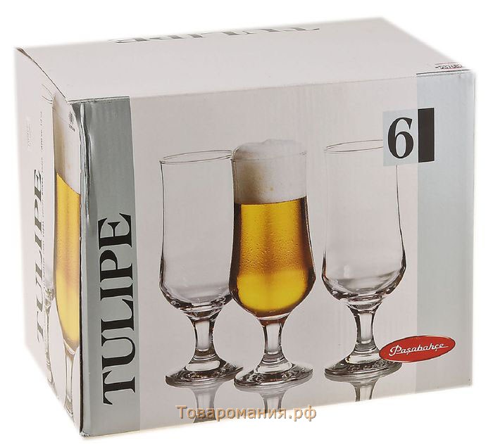 Набор стеклянных бокалов для пива Tulipe, 385 мл, 6 шт