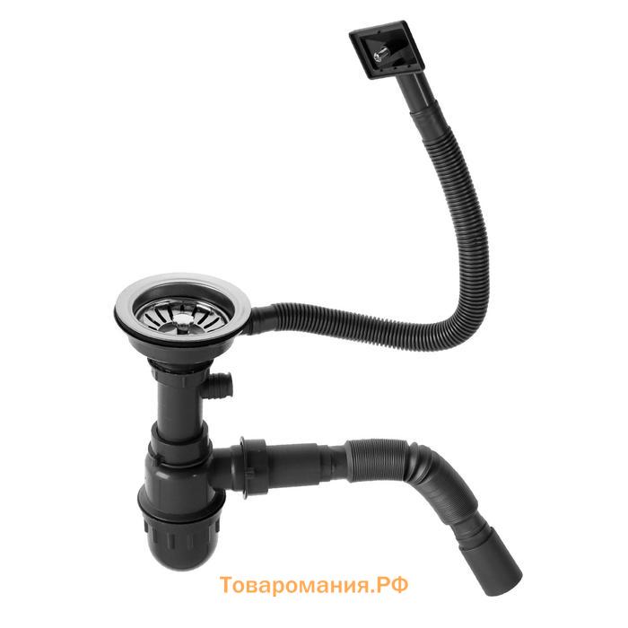 Мойка кухонная MIXLINE 532306, врезная, толщина 0.8 мм, 49х49х18 см, вып. 3 1/2", с сифоном