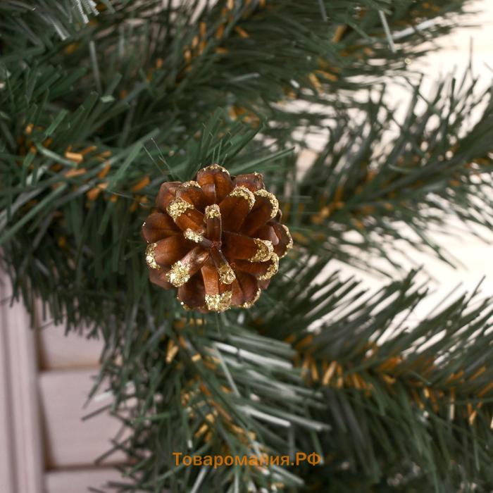 Венок классический "Рождественский   белоснежный " (шишка золото )35 см