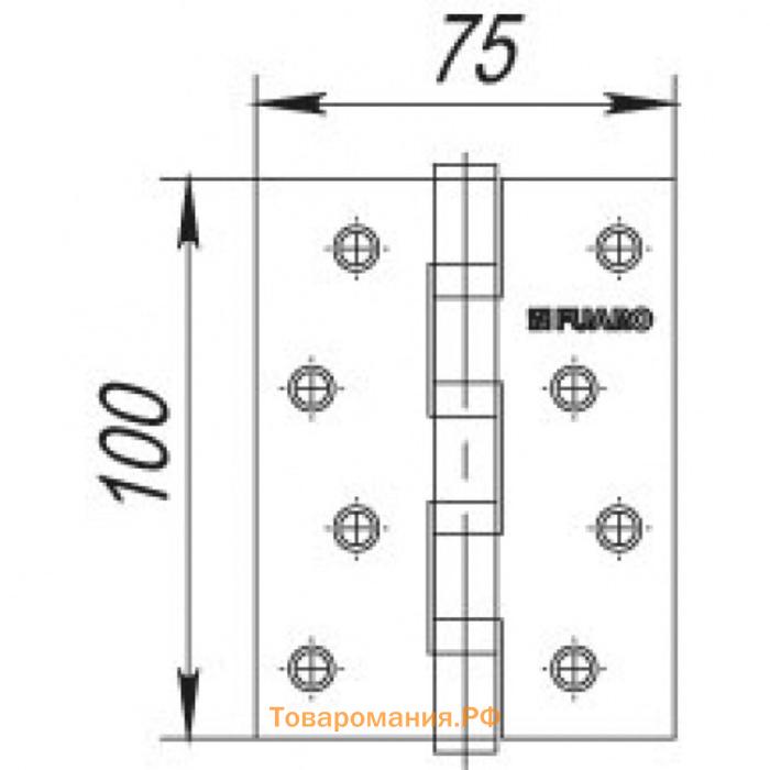 Петля универсальная U1004BB-SN, бывш. 4BB 100x75x2,5 PN, цвет матовый никель