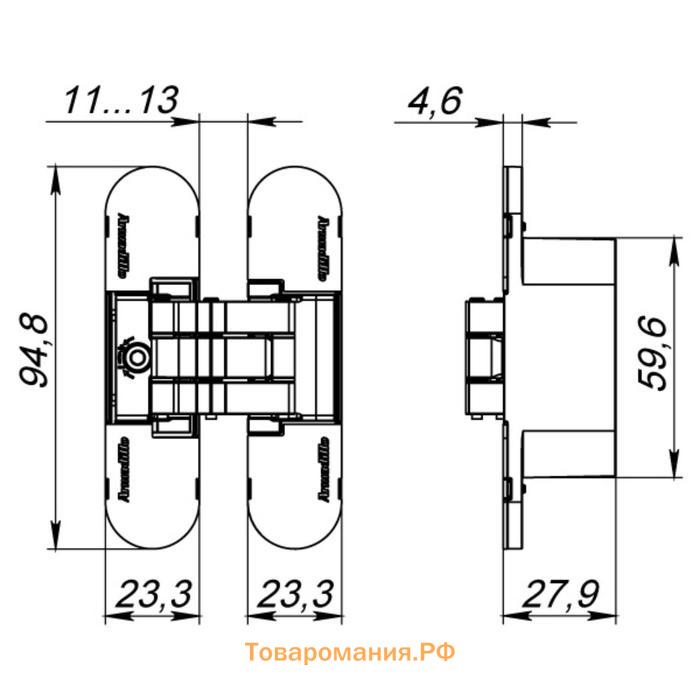 Петля скрытой установки с 3D-регулировкой 9540UN3D SN, цвет матовый никель