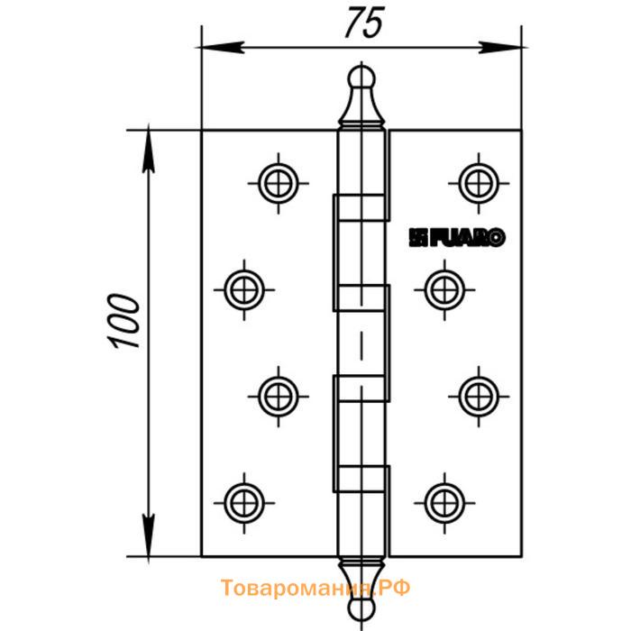 Петля универсальная 4BB/A/BL 100x75x2,5 AB, цвет бронза