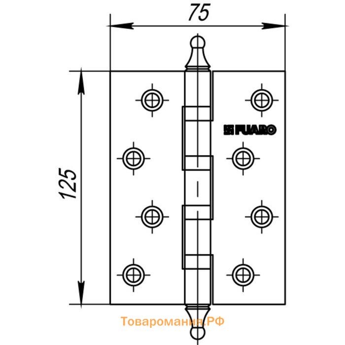 Петля универсальная 4BB/A/BL 125x75x2,5 CP, цвет хром