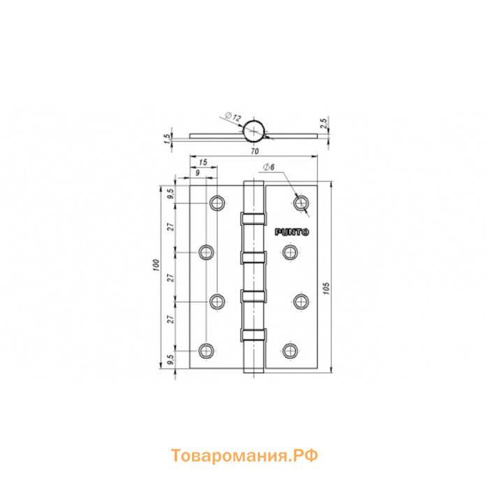 Петля универсальная 4B/HD 100 PN, цвет матовое никель