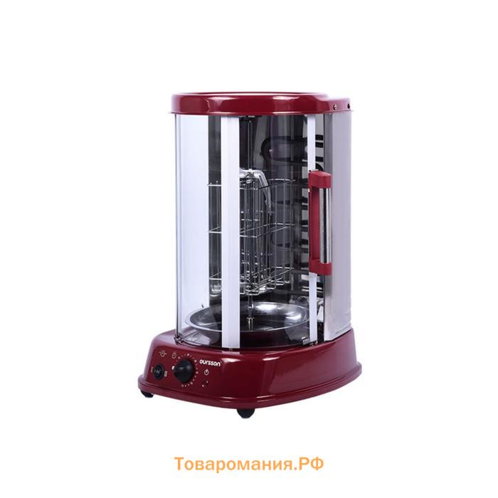 Печь-гриль Oursson VR1520/DC, вертикальная, 1500 Вт, защита от перегрева, бордовая