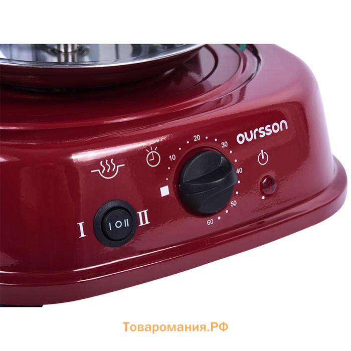 Печь-гриль Oursson VR1520/DC, вертикальная, 1500 Вт, защита от перегрева, бордовая