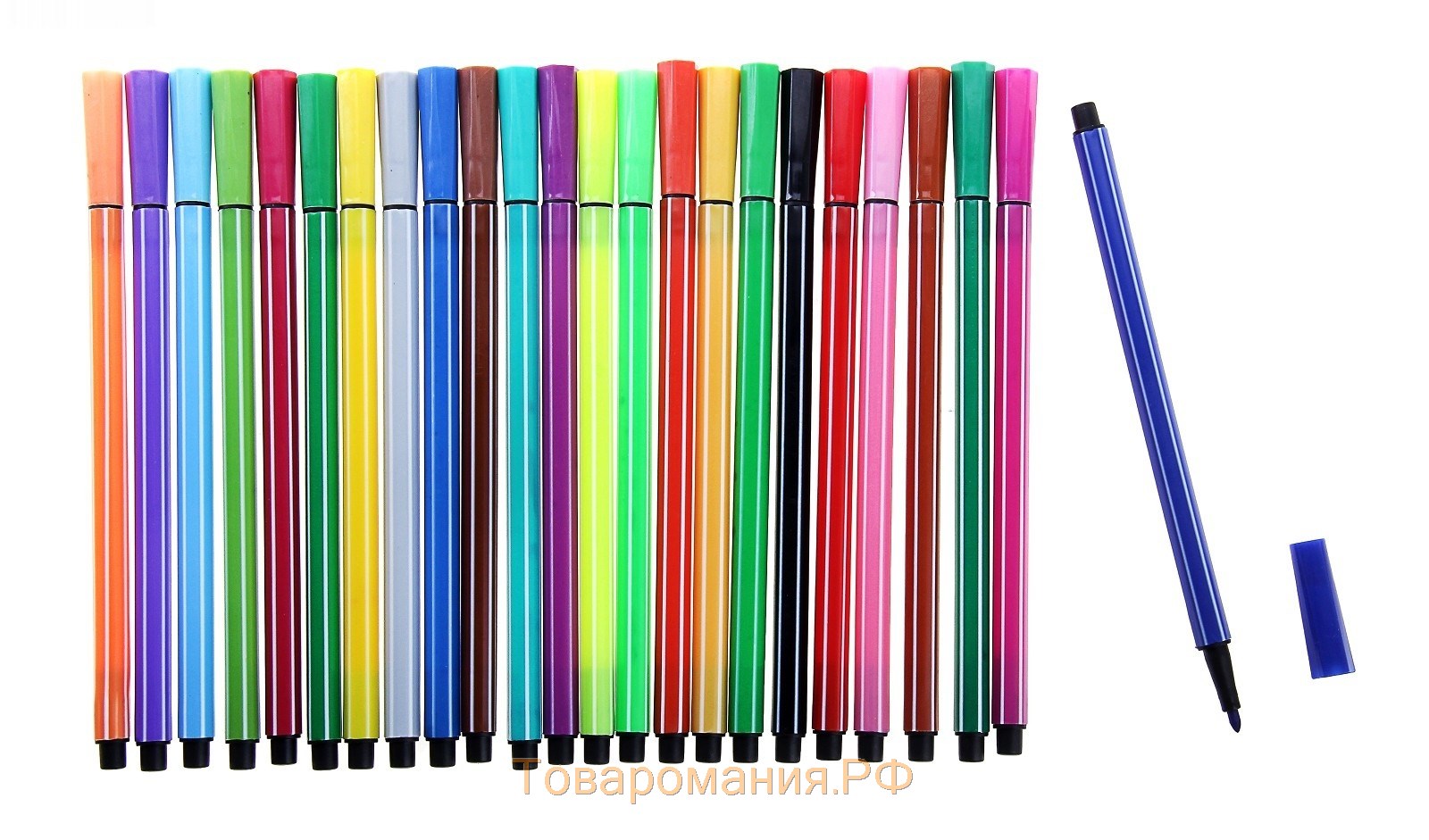 Фломастеры, 24 цвета, в пластиковом тубусе, вентилируемый колпачок, «Полоски», МИКС