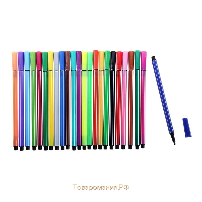 Фломастеры, 24 цвета, в пластиковом тубусе, вентилируемый колпачок, «Полоски», МИКС