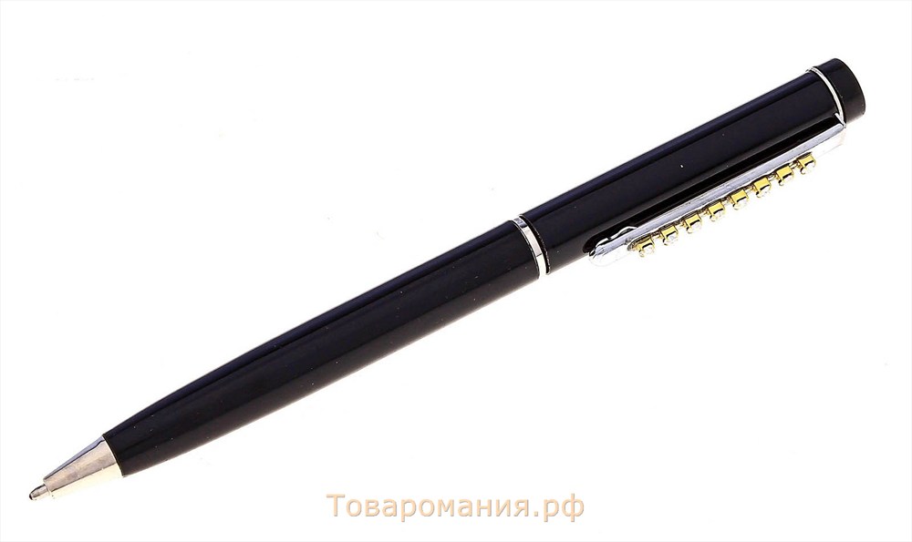 Ручка шариковая, подарочная Calligrata "Стразы", в пластиковом футляре, поворотная, чёрная с серебристыми вставками