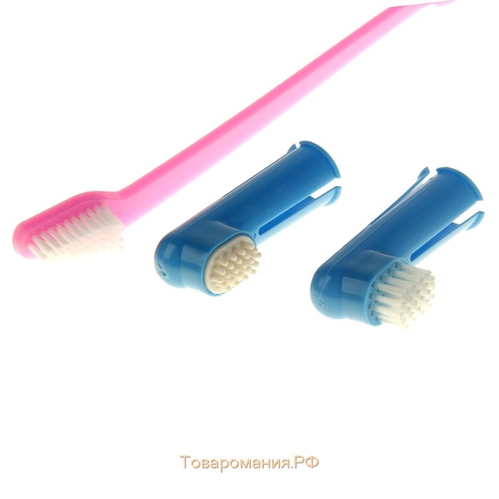 Набор зубная щётка двухсторонняя + щётка напальчник + массажер для десен (набор 3 шт), микс